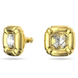 Swarovski RETIRED Dulcis Gold Tone Cushion Cut Stud Earrings.